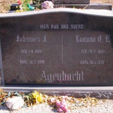 AGENBACHT  Johannes J. 1888-1965 &amp; Loammi C.E. 1897-1972