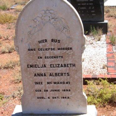 ALBERTS Emielja Elizabeth Anna nee McMAHOW 1892-1942