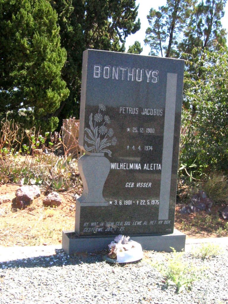 BONTHUYS Petrus Jacobus 1900-1974 &amp; Wilhelmina Aletta VISSER 1901-1975