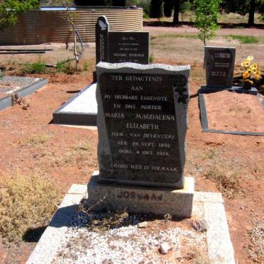 JORDAAN Maria Magdelena Elizabeth nee VAN DEVENTER 1892-1959