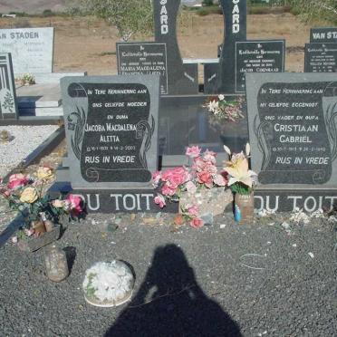 TOIT Christiaan Gabriel, du 1913-1980 &amp; Jacoba Magdalena Aletta 1931-2003