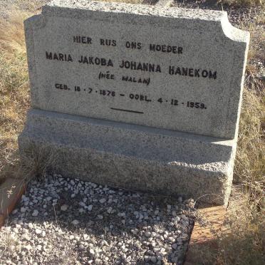 HANEKOM Maria Jakoba Johanna nee MALAN 1876-1959