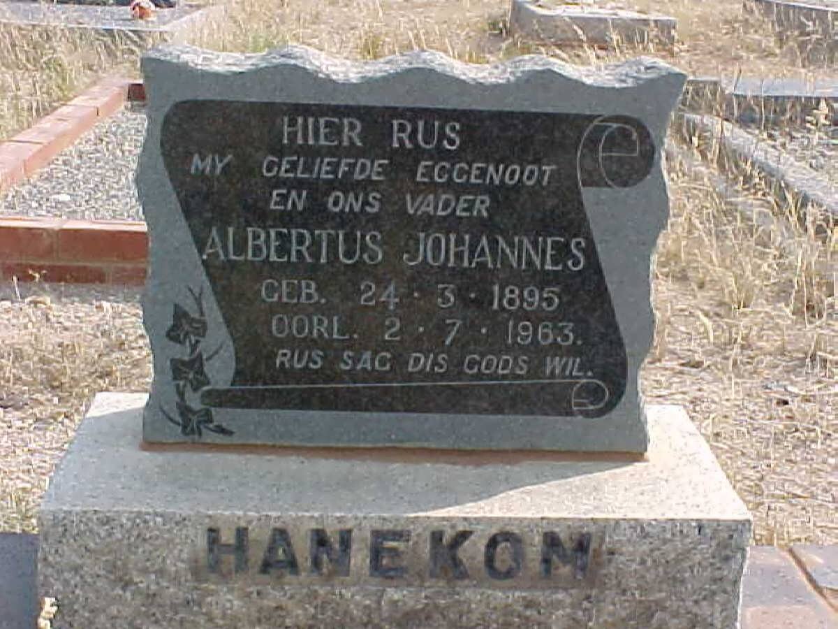 HANEKOM Albertus Johannes 1895-1963