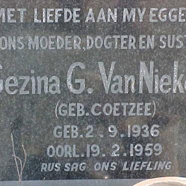 NIEKERK Gezina G., van nee COETZEE 1936-1959