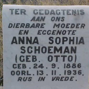 SCHOEMAN Anna Sophia nee OTTO 1886-1936