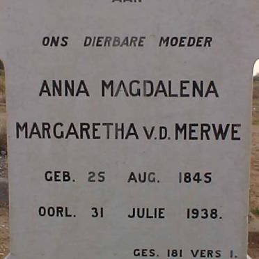 MERWE Anna Magdalena Margaretha, v.d. 1845-1938 