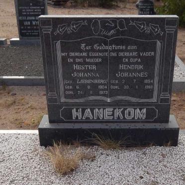 HANEKOM Hendrik Johannes 1894-1988 &amp; Hester Johanna LIEBENBERG 1904-1973