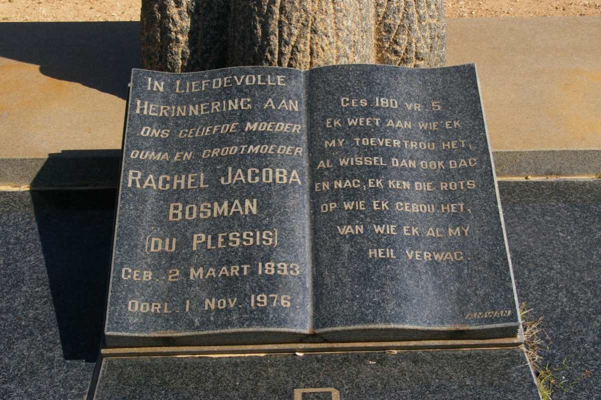 BOSMAN Rachel Jacoba nee DU PLESSIS 1893-1976