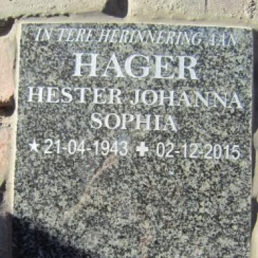 HAGER Hester Johanna Sophia 1943-2015
