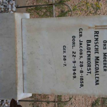 BADENHORST Rensche Magdalena nee JACOBS 1850-1949