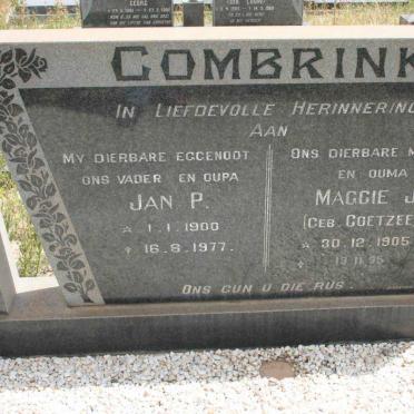 COMBRINK Jan P. 1900-1977 &amp; Maggie J. COETZEE 1905-1995