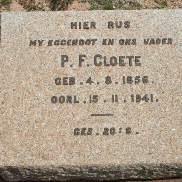 CLOETE P.F. 1856-1941