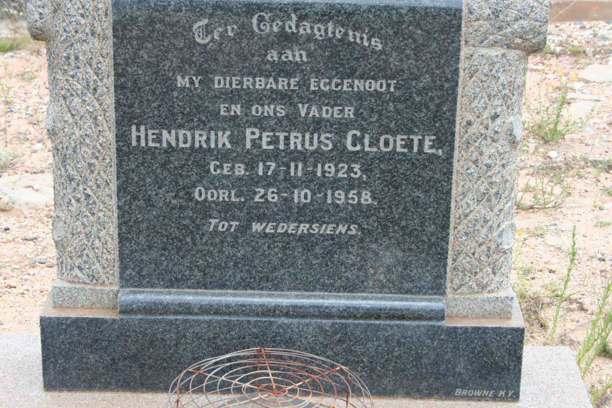 CLOETE Hendrik Petrus 1923-1958