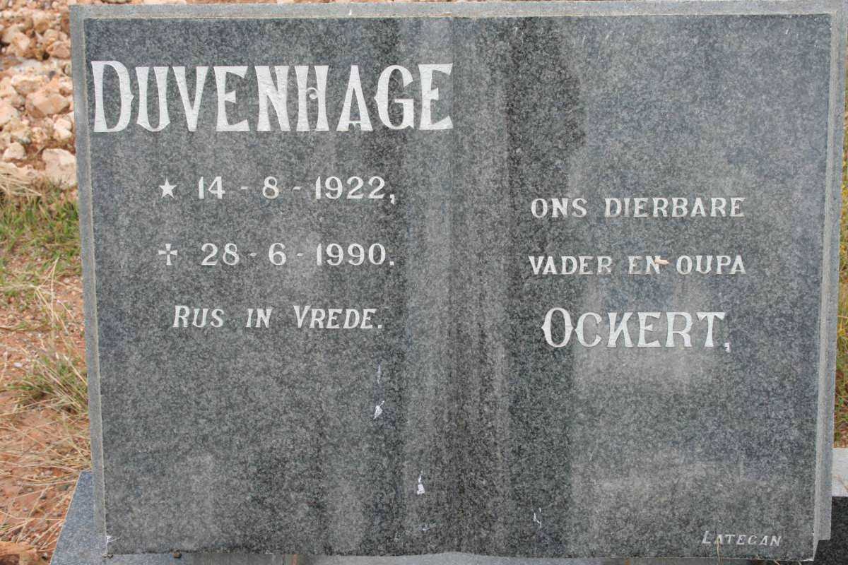 DUVENHAGE Ockert 1922-1990