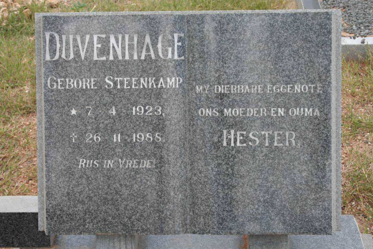 DUVENHAGE Hester nee STEENKAMP 1923-1988