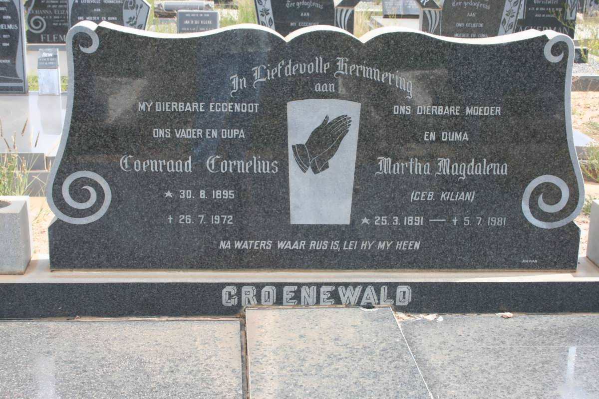 GROENWALD Coenraad Cornelius 1895-1972 &amp; Martha Magdalena KILIAN 1891-1981