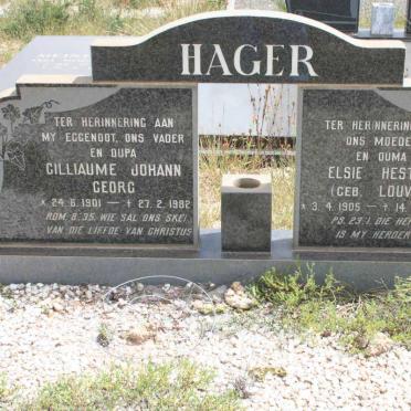 HAGER Gilliaume Johann Georg 1901-1982 &amp; Elsie Hester LOUW 1905-1989