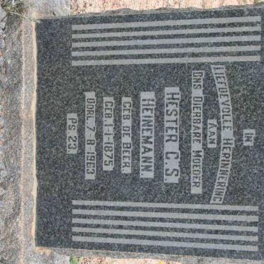 HEINEMANN Hester C.S. nee DE BEER 1875-1963