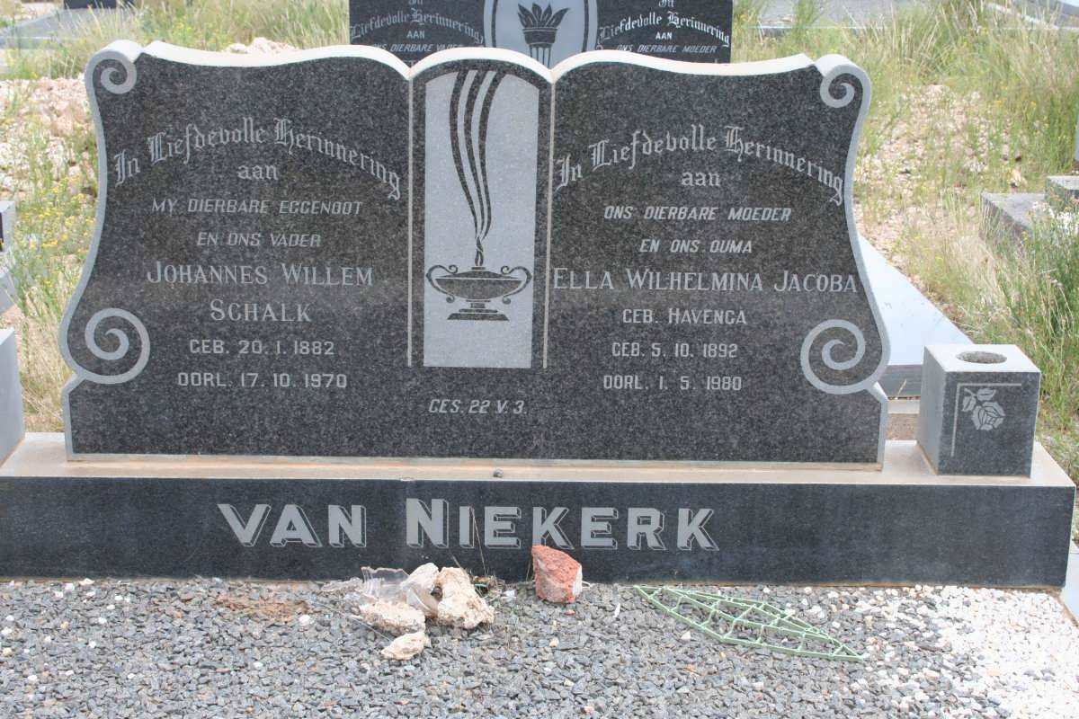 NIEKERK Johannes Willem Schalk, van 1882-1970 &amp; Ella Wilhelmina Jacoba HAVENGA 1892-1980