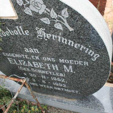 NIEUWOUDT  Elizabeth M. nee SCHNETLER 1952-1992