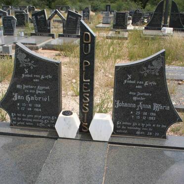 PLESSIS Jan Gabriel, du 1918-1964 &amp; Johanna Anna Maria 1916-1993