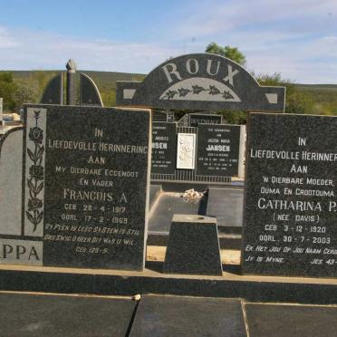 ROUX Francois A. 1917-1969 &amp; Catharina P. DAVIS 1920-2003