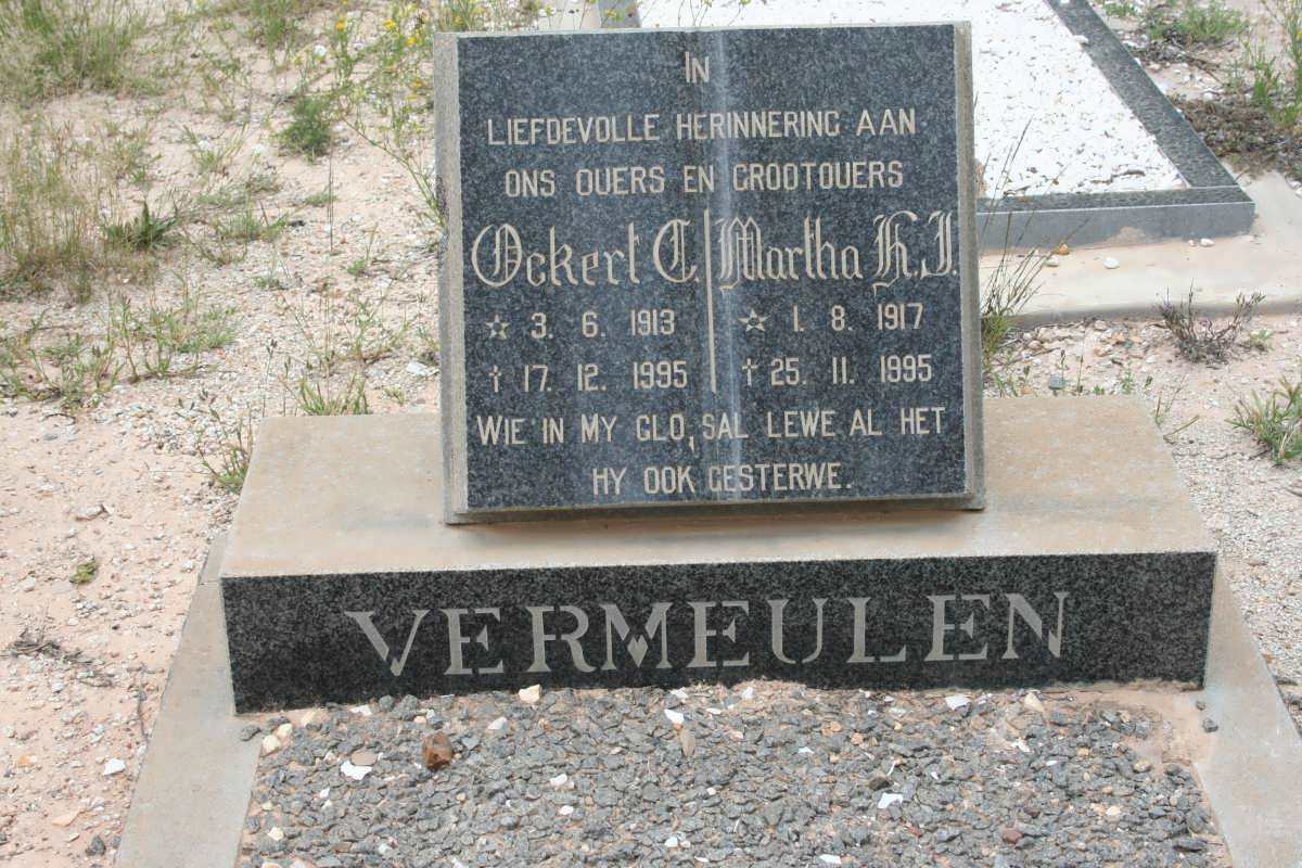 VERMEULEN Ockert C. 1913-1995 &amp; Martha H.J. 1917-1995