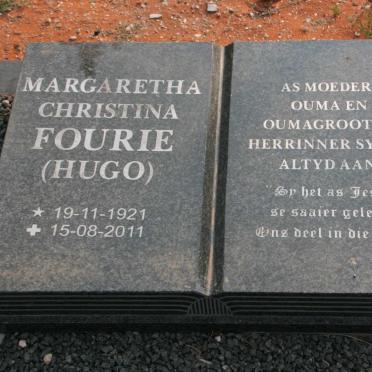 FOURIE Margaretha Christina nee HUGO 1921-2011