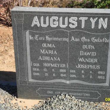 AUGUSTYN David Wander Josephus 1863-1953 &amp; Maria Adriana HOFMEYER 1866-1941