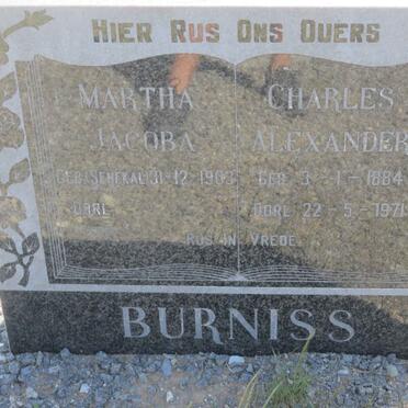 BURNISS Charles Alexander 1884-1971 &amp; Martha Jacoba SENEKAL 1903-