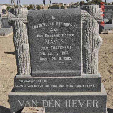 HEVER Mavis, van den nee THATCHER 1914-1965