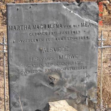 MERWE H.S., van der 1811-1885 &amp; Martha Magdalena 1819-1894