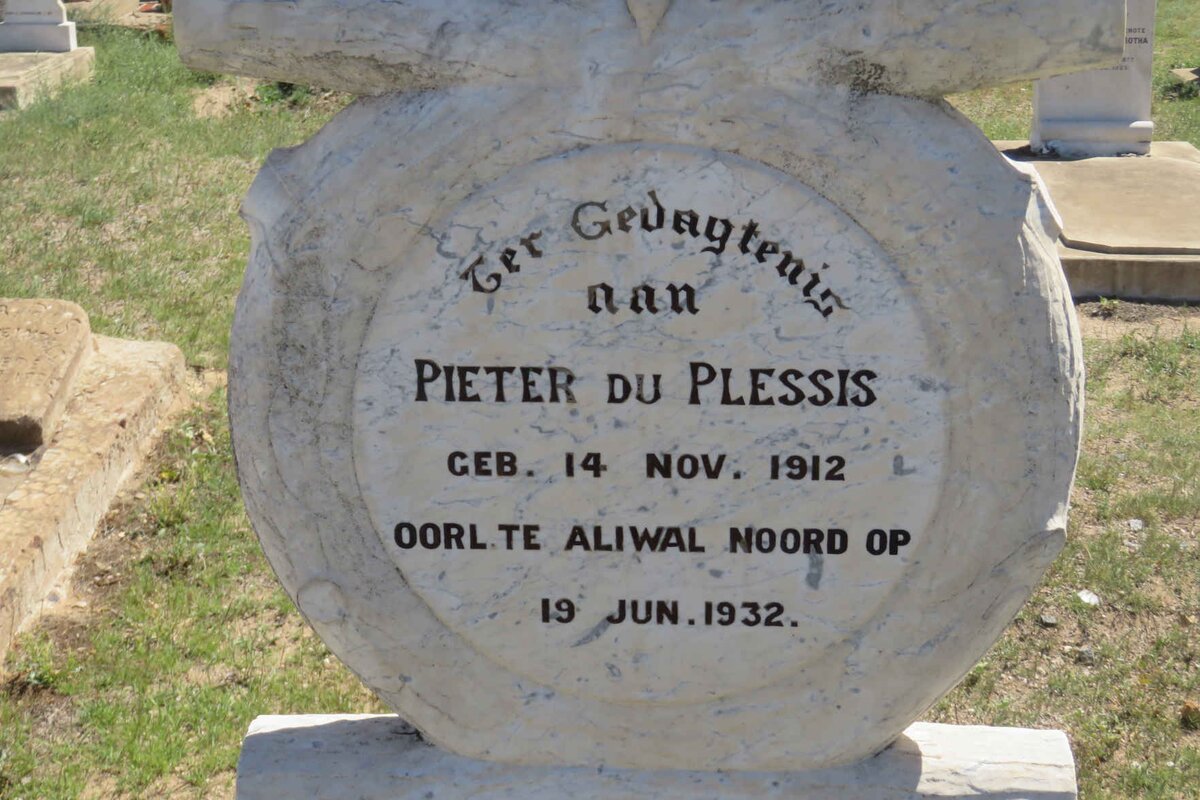 PLESSIS Pieter, du 1912-1932