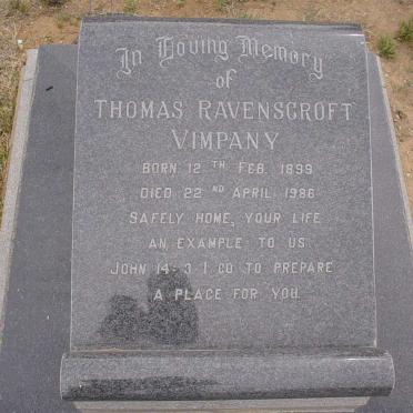 VIMPANY Thomas Ravenscroft 1899-1986