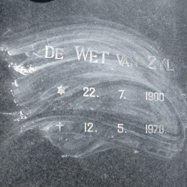 ZYL De Wet, van 1900-1970