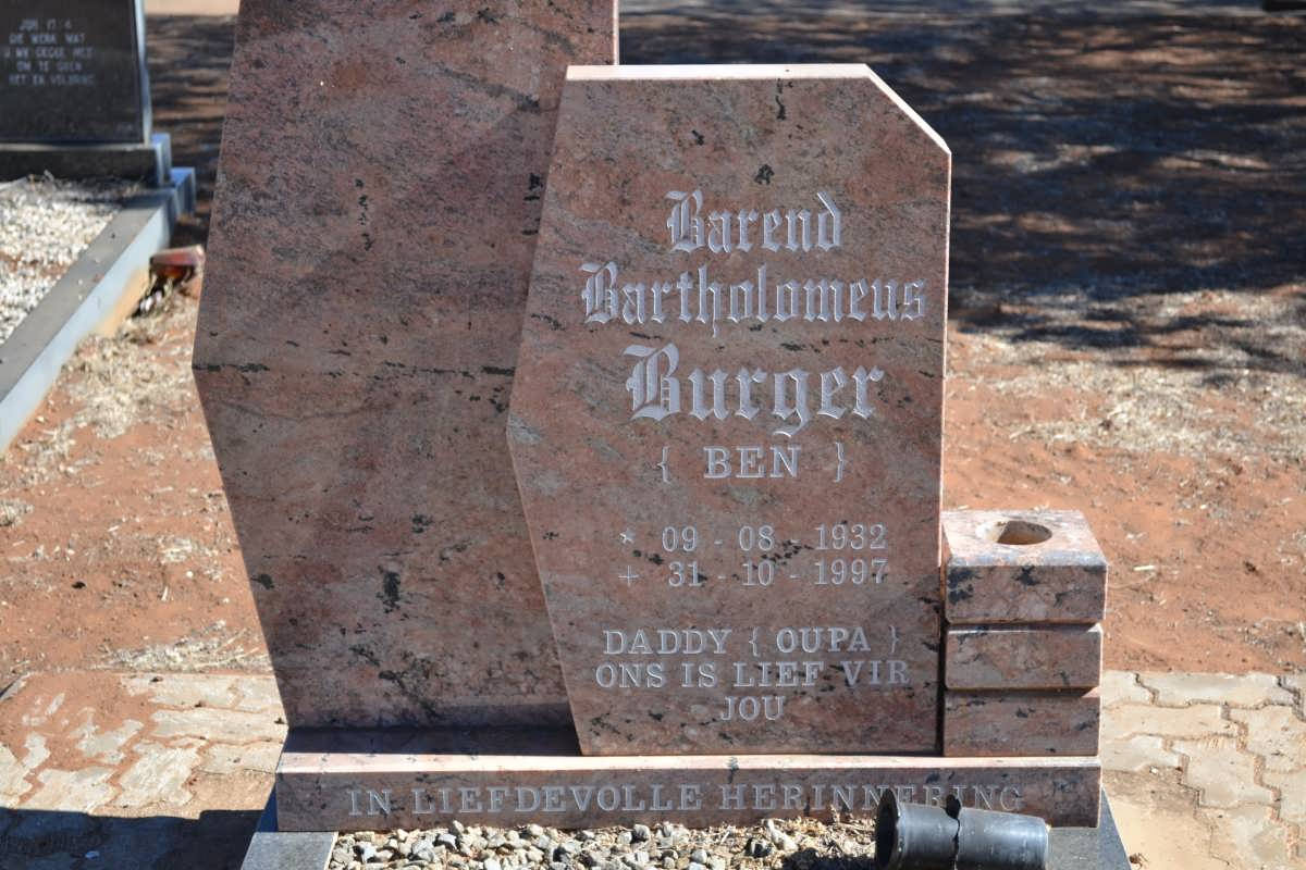 BURGER Barend Bartholomeus 1932-1997