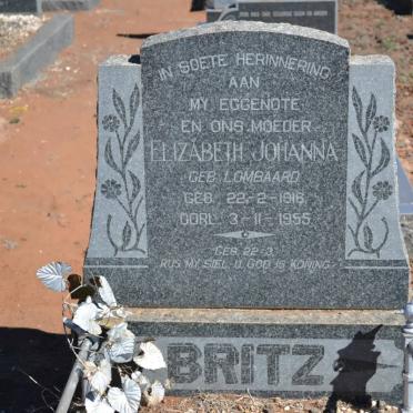 BRITZ Elizabeth Johanna nee LOMBAARD 1916-1955