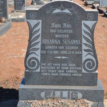 ELLIS Johanna Susanna nee JANSEN VAN VUUREN 1891-1969