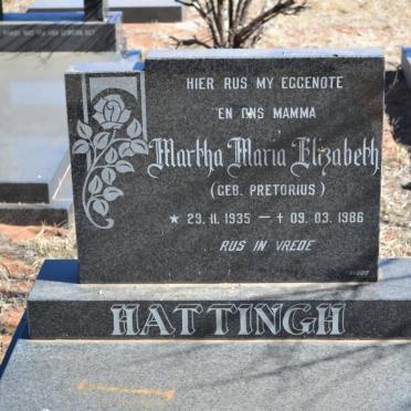 HATTINGH Martha Maria Elizabeth nee PRETORIUS 1935-1986