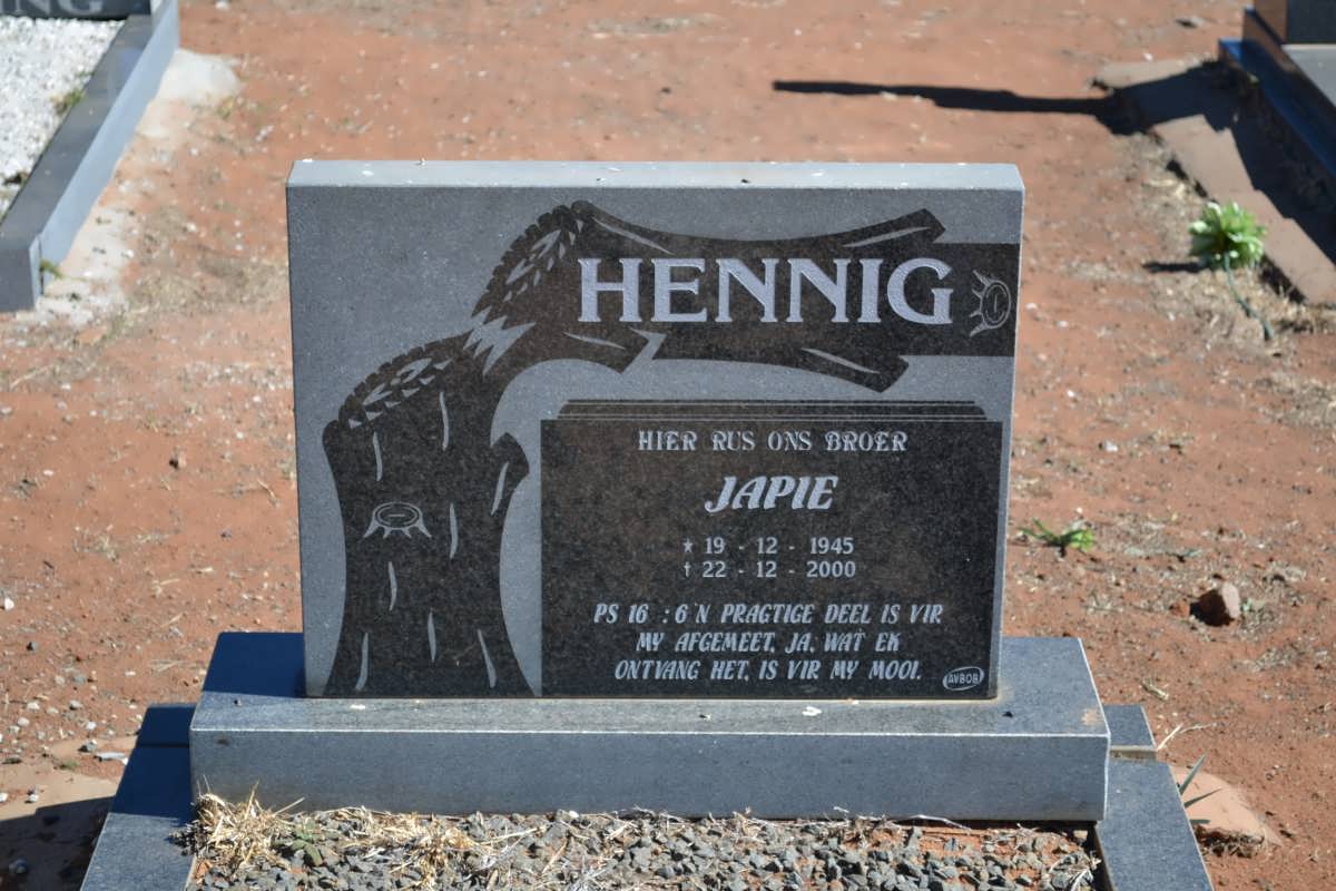 HENNIG Japie 1945-2000