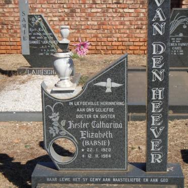 HEEVER Hester Catharina Elizabeth, van den 1920-1984