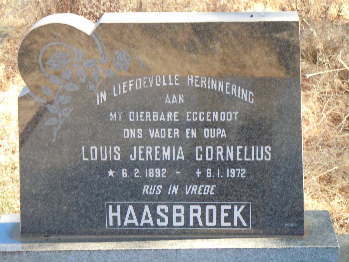 HAASBROEK Louis Jeremia Cornelius 1892-1972