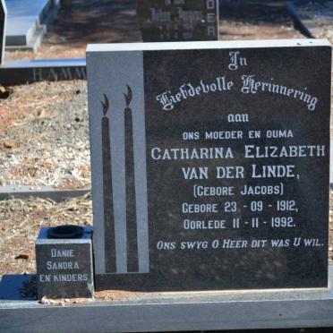 LINDE Catharina Elizabeth, van der nee JACOBS 1912-1992