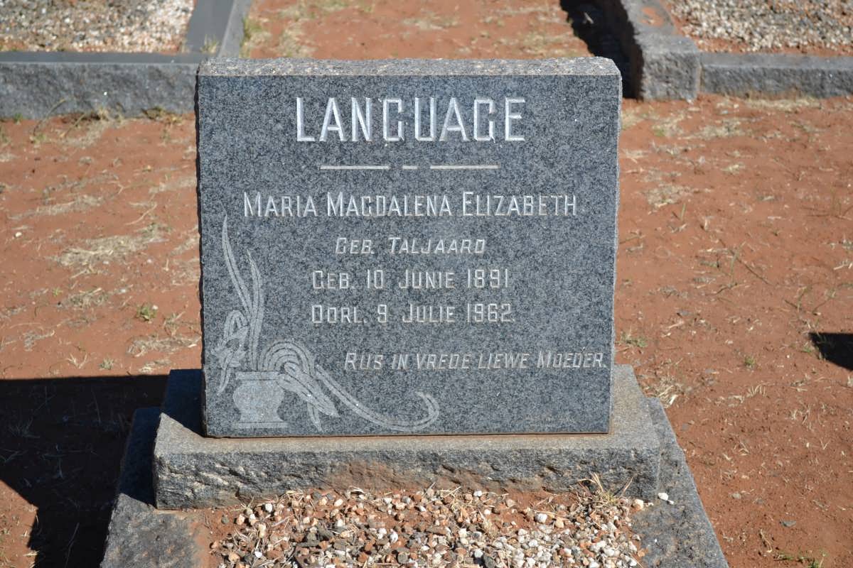 LANGUAGE Maria Magdalena Elizabeth nee TALJAARD 1891-1962