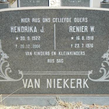 NIEKERK Renier W., van 1918-1976 &amp; Hendrika J. 1922-2004