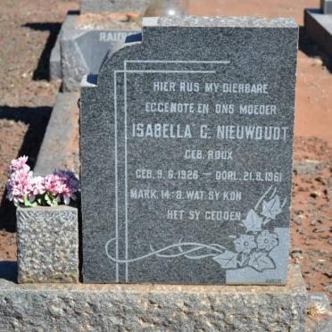 NIEUWOUDT Isabella C. nee ROUX 1926-1961
