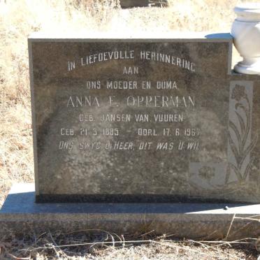 OPPERMAN Anna E. nee JANSEN VAN VUUREN 1885-1967