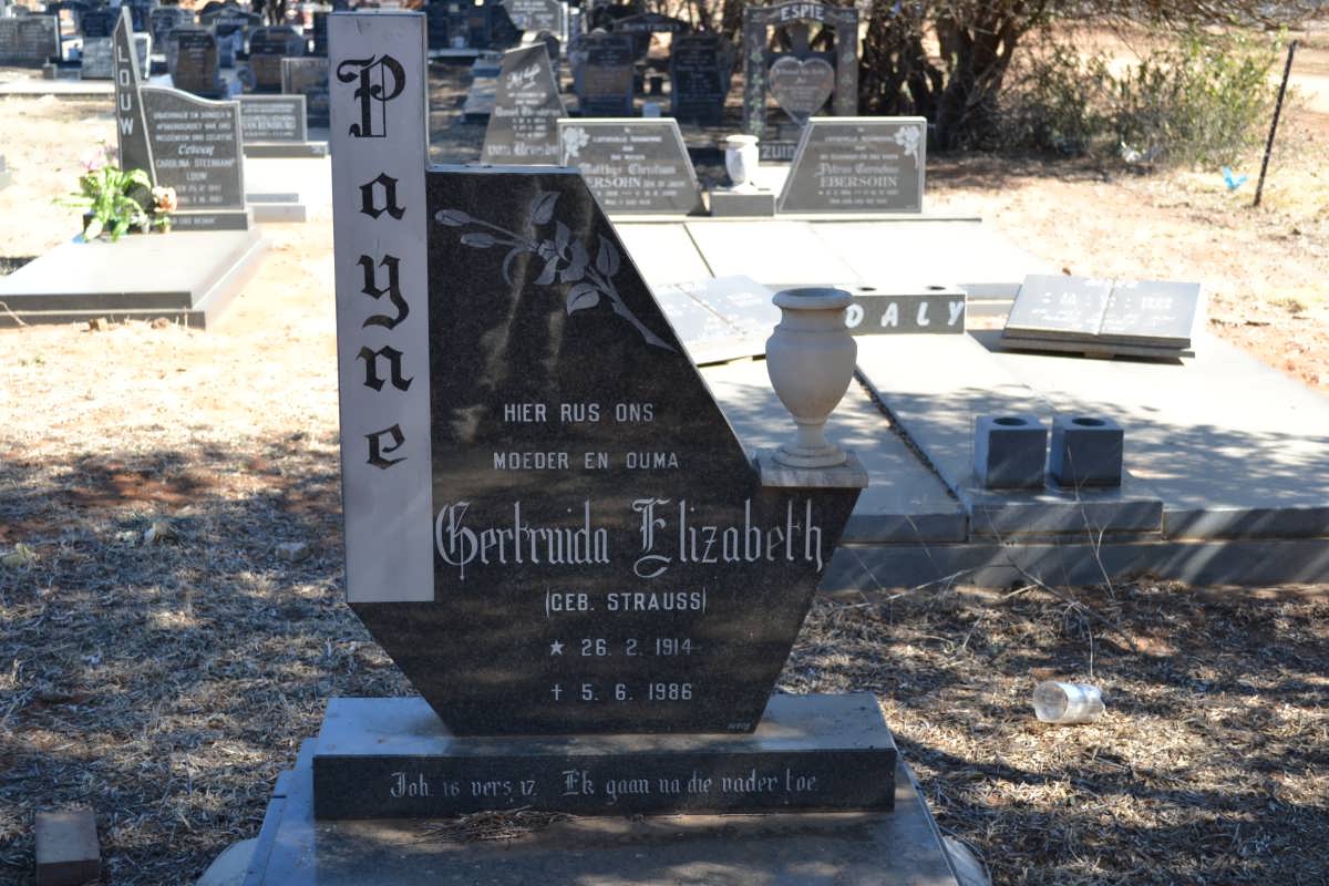 PAYNE Gertruida Elizabeth nee STRAUSS 1914-1986