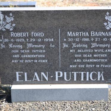 PUTTICK Robert Ford, Ellan 1923-1994 &amp; Martha BARNARD 1916-1988