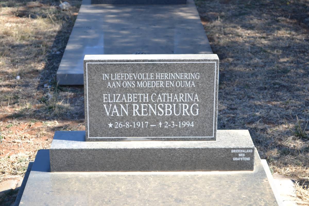 RENSBURG Elizabeth Catharina, van 1917-1994